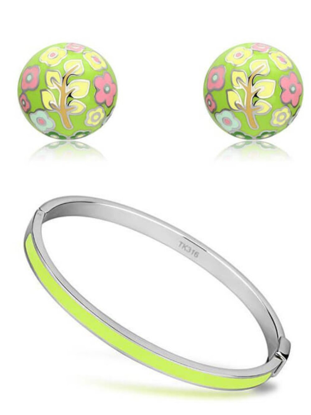 Stainless Steel Multi-Color Epoxy Drop Earrings High Polished